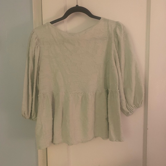 Anthropologie Amorina Mint Green Textured Babydoll Top - Picture 7 of 16